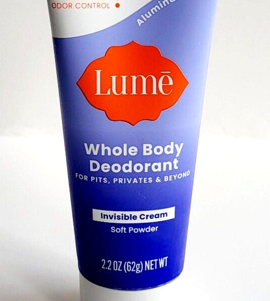 Lume Whole Body Women's Deodorant - Invisible Cream Tube - Aluminum Free - Soft Powder Scent - 2.2oz