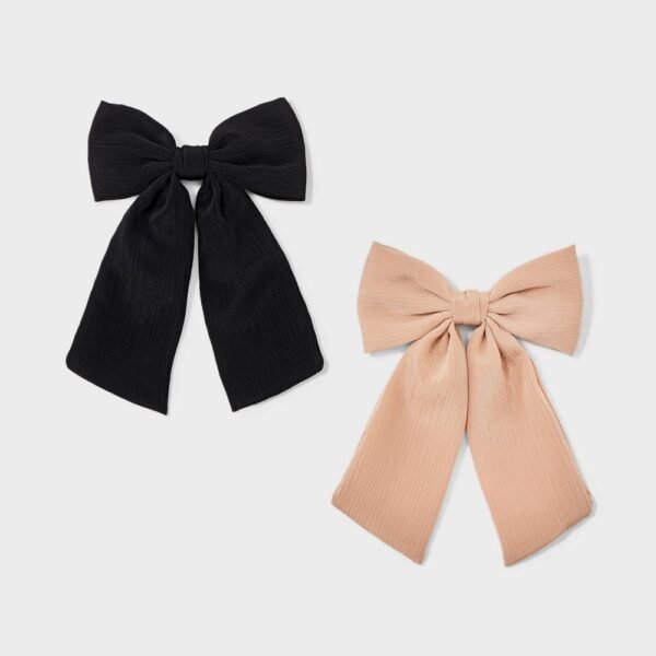 Hair Bow Barrette 2pc - a New Day Black/Tan