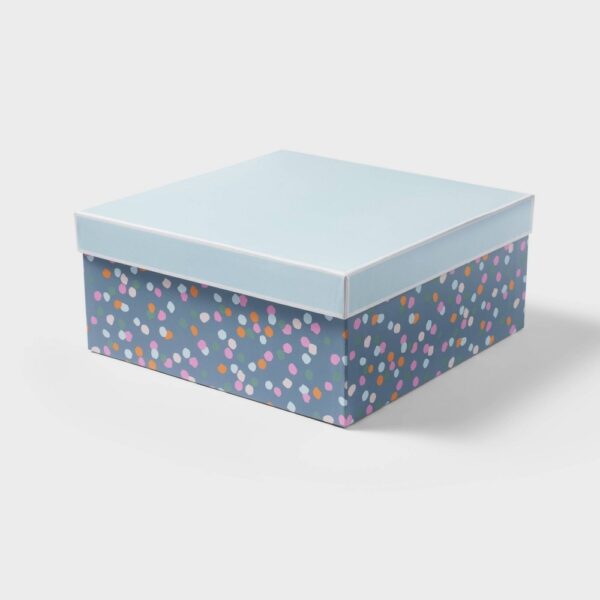 Navy Dots Square Box - Spritz: Multicolor Polka Dot Gift Box, 10"x10"x4.5", Classic Pattern for All Occasions