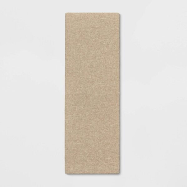 1'8"x5' Rectangle Indoor Floor Mat Tan - Threshold: Kitchen Runner, Basket Weave, Flat Pile, Polyester