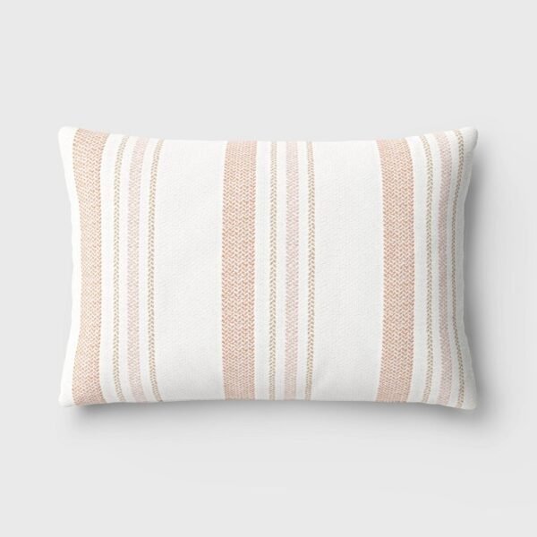 Textured Yarn Dyed Cotton Terracotta Lumbar Throw Pillow - Room Essentials?: Indoor Rectangle, Dobby Weave "