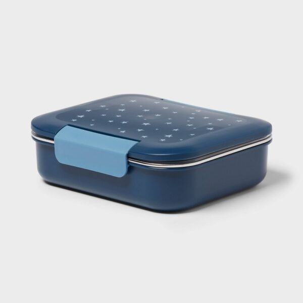 Kids' Stars Bento Box Dark Blue - Pillowfort: Leakproof Lunchbox, BPA-Free, Stainless Steel, Ages 1-15, Hand Wash "