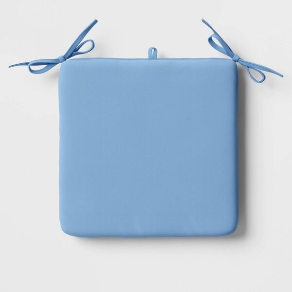 16"x16" Outdoor Chair Seat Cushion Quilted Blue - Room Essentials: Water-Resistant, UV-Protected, with Ties "