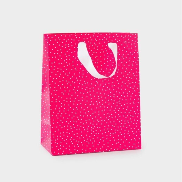 Neon Pink Tiny Dot Small Gift Bag - Sugar Paper: Polka Dots, FSC Certified, All Occasions, 9.75" X 7.75" X 4" "