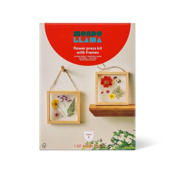 Floral Press with Frame Wood Craft Kit - Mondo Llama: Flower Drying & Pressing Kit, Nature Art, Non-Toxic, Adult Craft "
