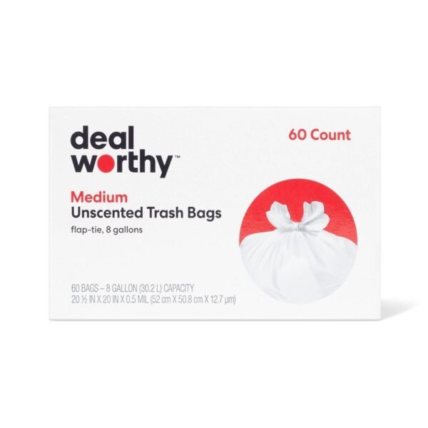 Medium Flap-Tie Trash Bags - 8gal/60ct - Dealworthy