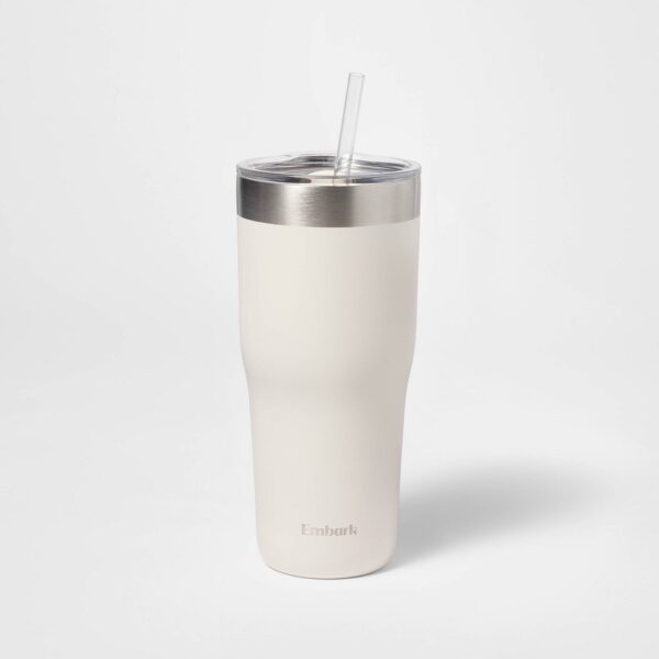 30oz Stainless Steel Straw Tumbler Cream - Embark "