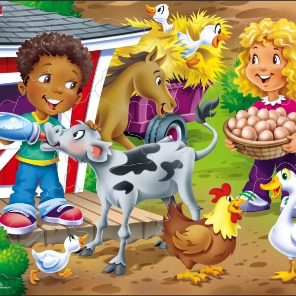 Springbok Larsen Farm Kid with Calf Children's Jigsaw Puzzle 15pc