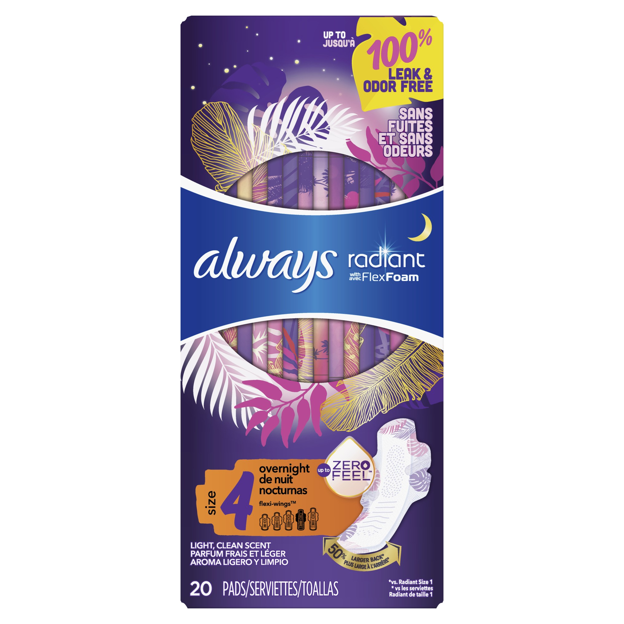 122430900-1.jpg Always Radiant Overnight Sanitary Pads with Wings " - Image 1