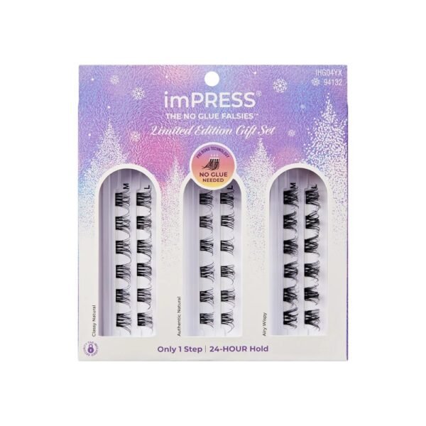 ImPRESS Falsies Self Adhesive Eyelashes Holiday Gift Set, 36 Lash Clusters - All Star