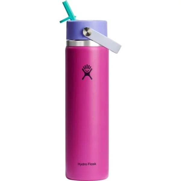 Hydro Flask 24oz Wide Mouth Flex Straw Water Bottle Holiday Punch: BPA-Free, Vacuum-Insulated, Leakproof, Dishwasher-Safe