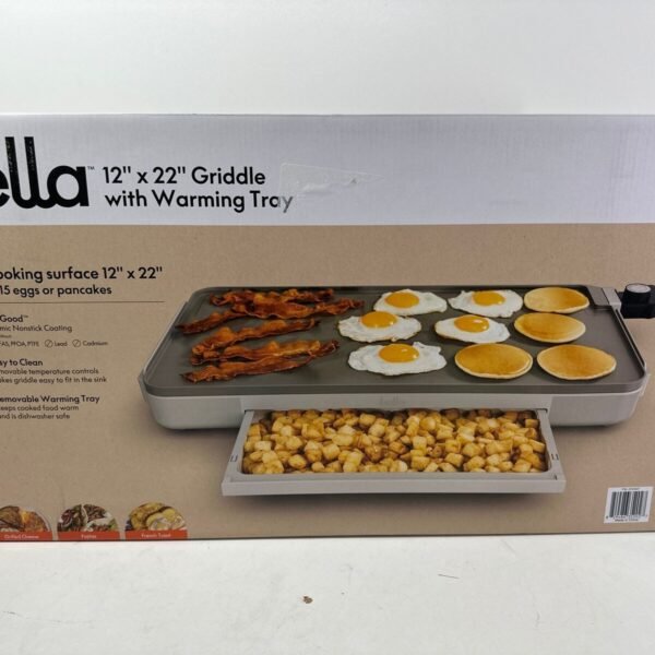 Bella 12" X 22" XL Griddle with Warming Tray