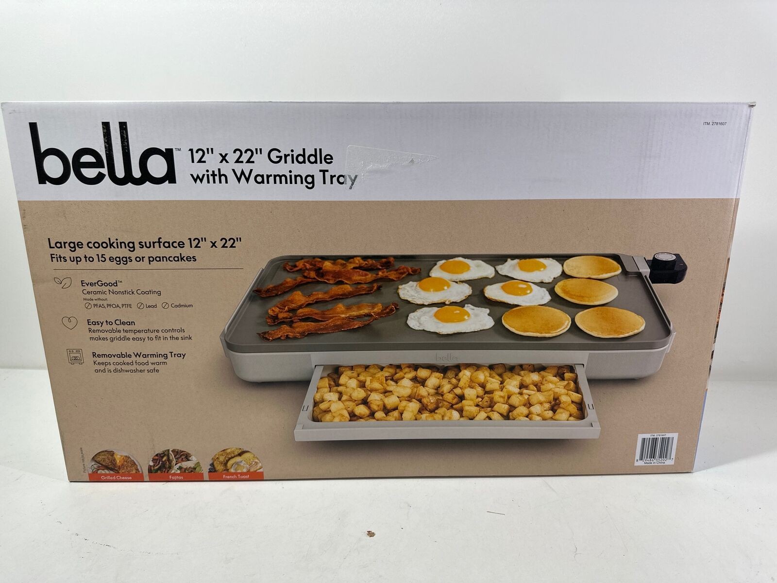 1275894127-1.jpg Bella 12" X 22" XL Griddle with Warming Tray - Image 1