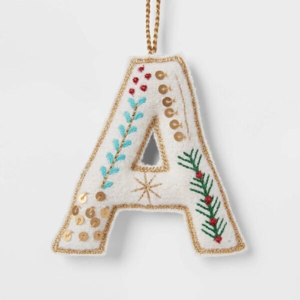 Embroidered Fabric Monogram Letter 'a' Christmas Tree Ornament - Wondershop? "