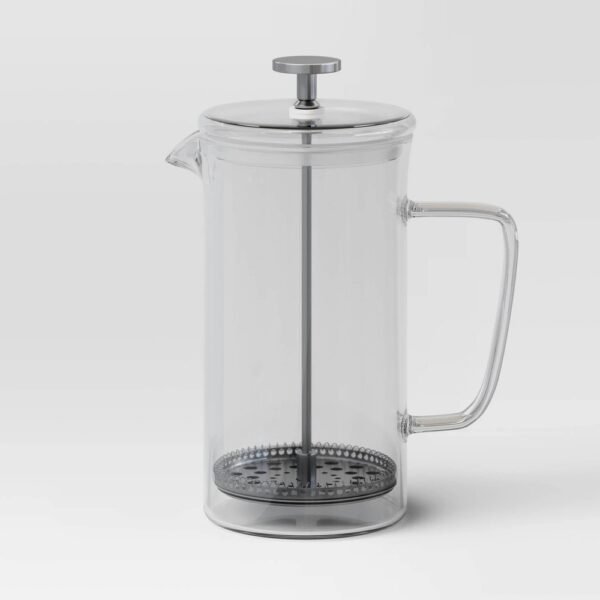 33.8oz Glass French Press Coffee Maker Clear - Threshold?: Borosilicate, Manual, Dishwasher-Safe, 4-Cup Capacity "