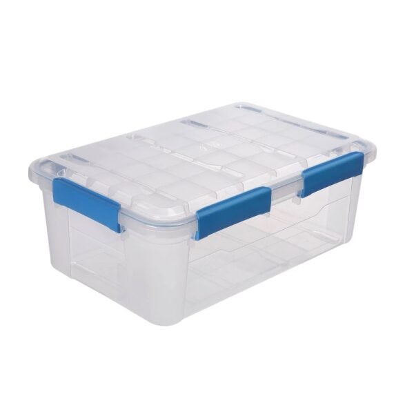 Ezy Storage 33.8qt IP67 Waterproof Storage Box: Stackable Clear Utility Bin, Polypropylene, 22.8"x15.04"x8.54" "