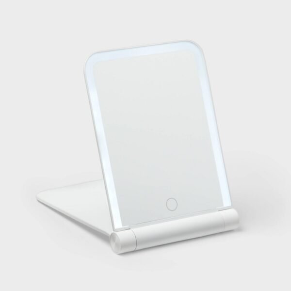 Lighted Travel Mirror with Cover - Room Essentials: Portable, Rectangular, 1X Magnification, LED Illumination