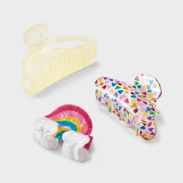 Girls' 3pk Rainbow Claw Clip Set - Cat & Jack