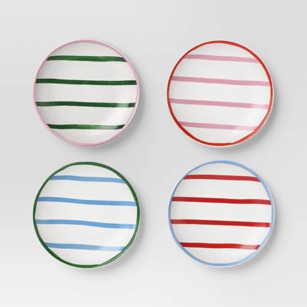 4pk 6" Stoneware Striped Appetizer Plates - Threshold?