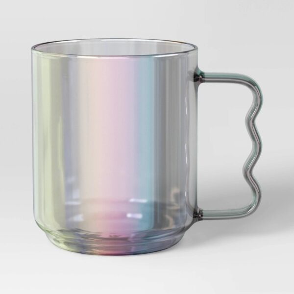 15.22oz Glass Mug Iridescent - Room Essentials?: Dishwasher-Safe Drinkware for Hot or Cold Beverages