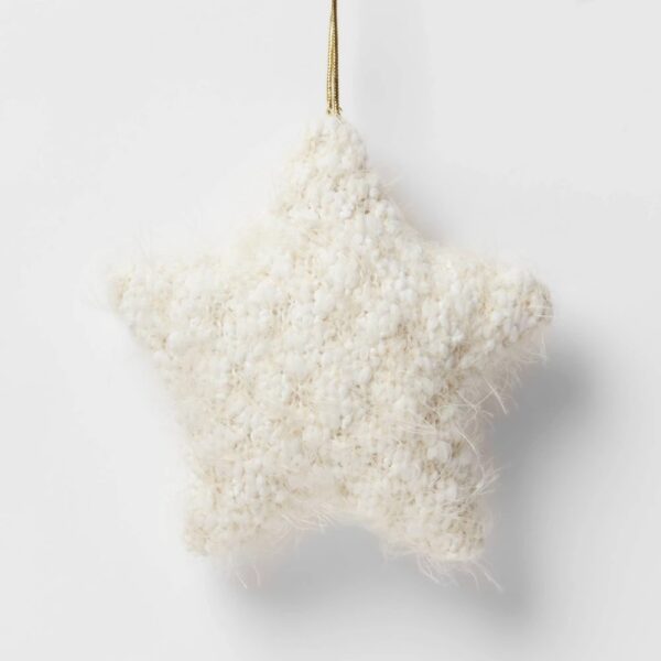 Knit Fabric Star Christmas Tree Ornament White - Wondershop? "