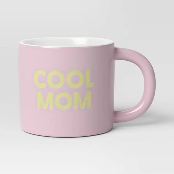 16oz Stoneware Cool Mom Mug Pink - Room Essentials?: Coffee Mugs, Microwave & Dishwasher-Safe Drinkware