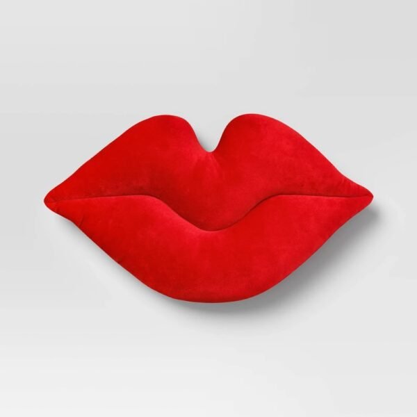 Lips Forever Throw Pillow Berry - Room Essentials?: Velvet Novelty Shape, Polyester Fill, Spot Clean, Indoor Use "