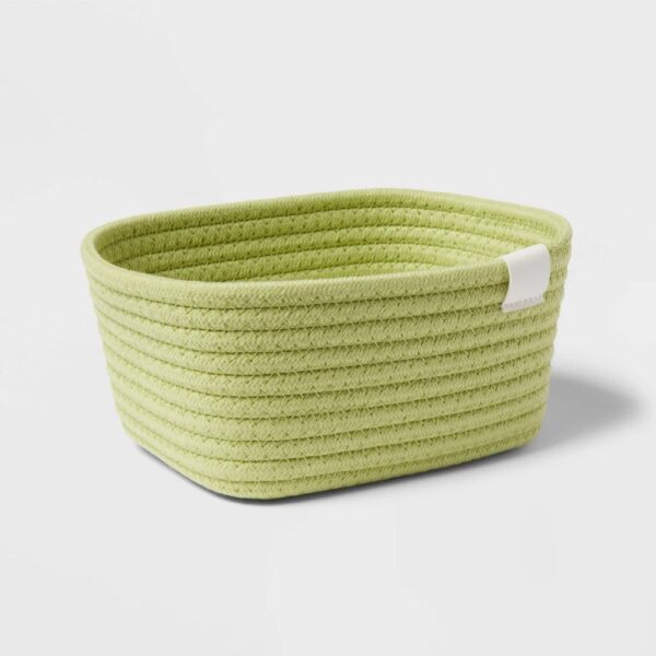 Coiled Rope Basket Lime Green - Brightroom: Decorative Rectangle, Polyester & Cotton, 4"x8"x6", Spot Clean