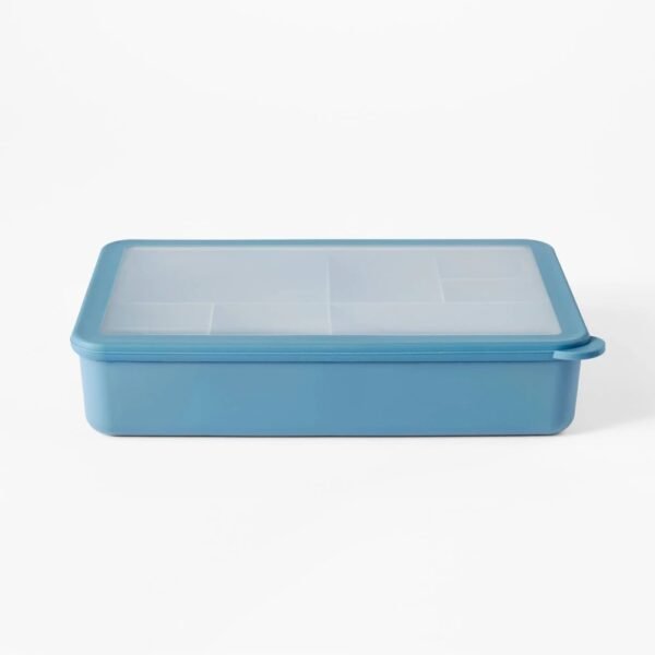 8-Compartment Large Plastic Snack Bento Box Blue - Figmint: BPA-Free, Recycled PET, Dishwasher & Microwave Safe "