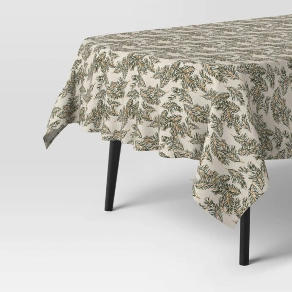84"x60" Branches Tablecloth - Threshold?: Traditional Botanical Leaf Pattern, Cotton & Linen, Christmas Decor, OEKO-TEX Certified