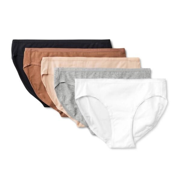 Women's 5pk Cotton Blend Bikini Underwear - Dealworthy Assorted Neutral L