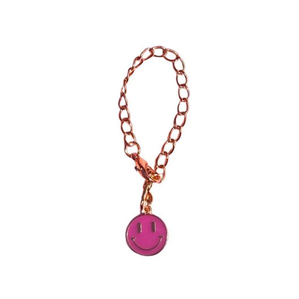 CharCharms Handle Charms Smiley Face: Zinc Alloy Straw Topper for Teen Drinkware Accessories, Pink