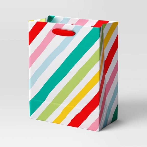 Colorful Stripe Cub Christmas Gift Bag White - Wondershop?