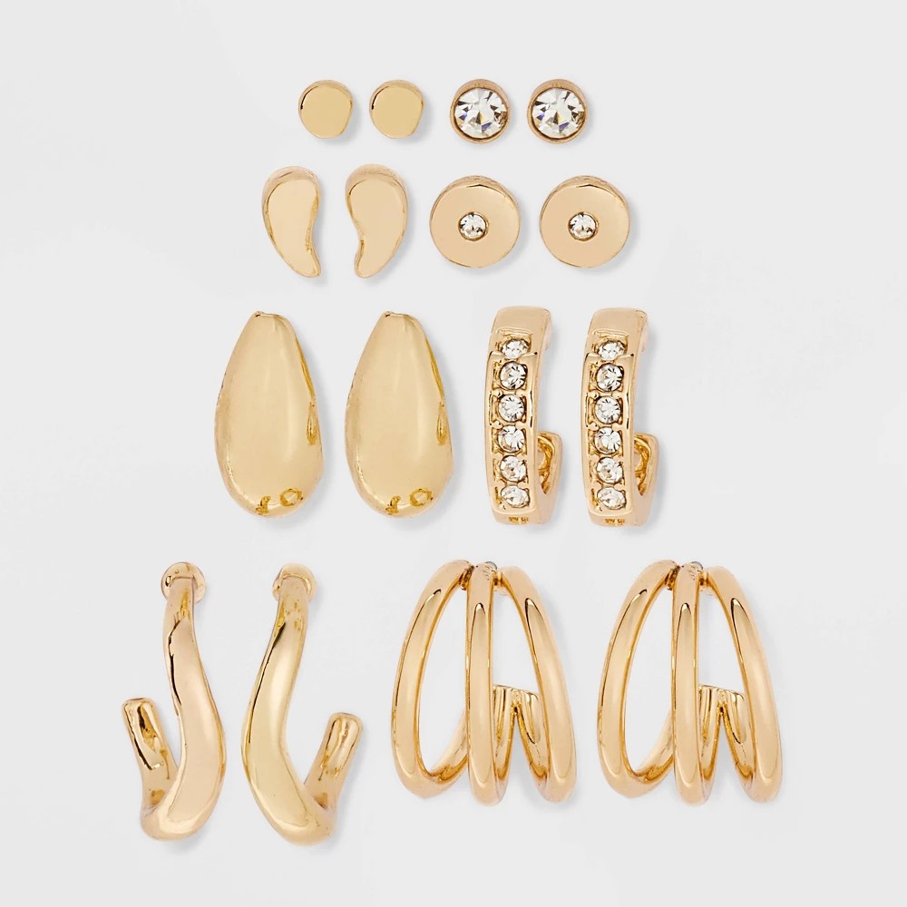 1276047727-1.jpg Open Hoops Earring Set 8pc - a New Day Gold - Image 1