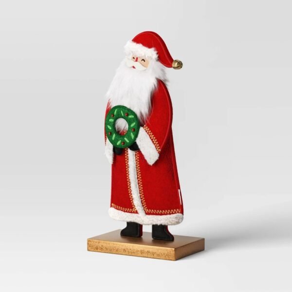 Fabric Santa Figurine Holding Christmas Wreath - Wondershop? "