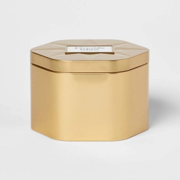 3 Wick Lidded Metal Tin Candle Fireside Glow 18oz Gold - Threshold?