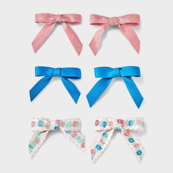 Girls' 6pk Ribbon Bow Hair Clip Set - Cat & Jack? Pink/Blue
