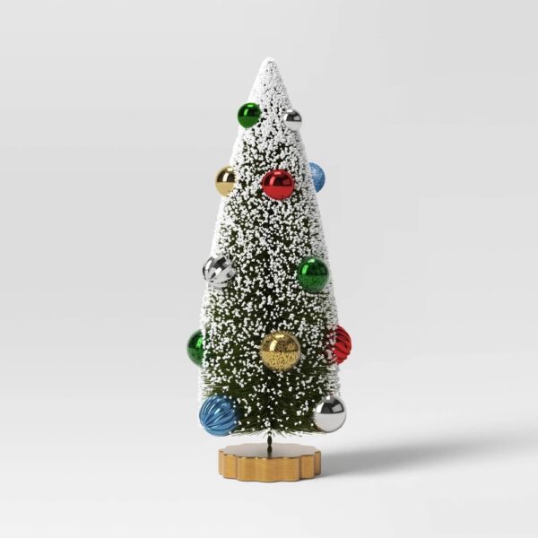 Christmas Medium Green Bottle Brush Tree Decorative Holiday Scene Prop - Threshold? "