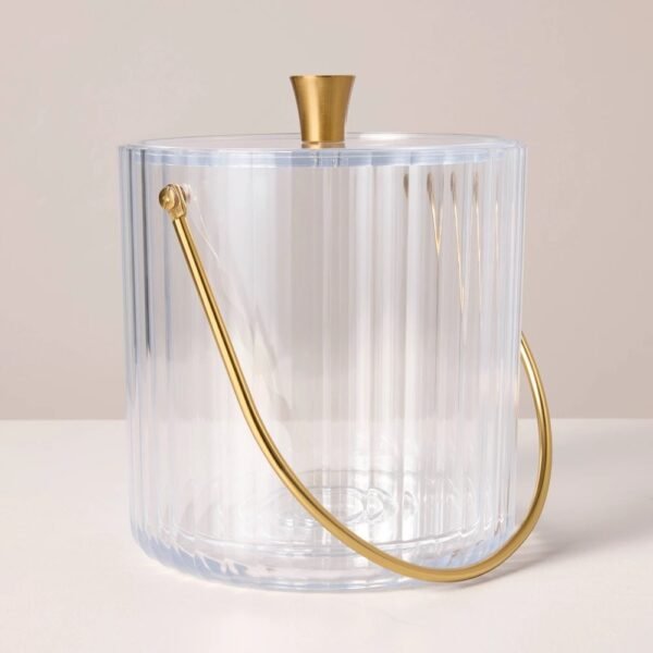 110oz Ribbed Tritan Plastic Ice Bucket Clear/Brass - Hearth & Hand? with Magnolia "