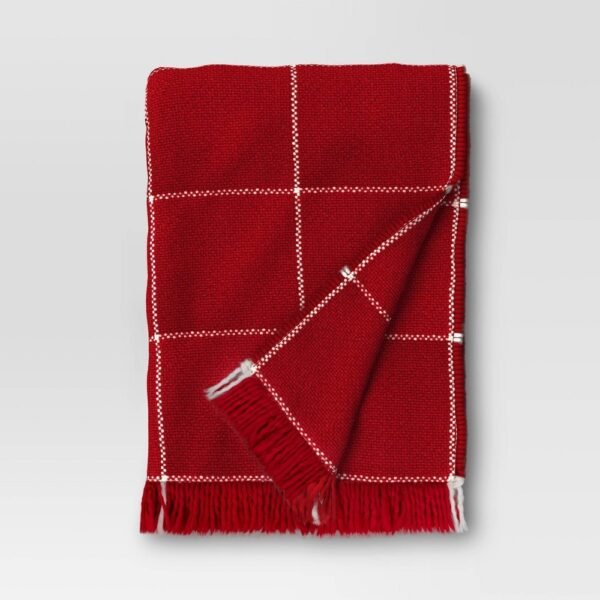 Woven Windowpane Throw Blanket Red/Ivory - Threshold?
