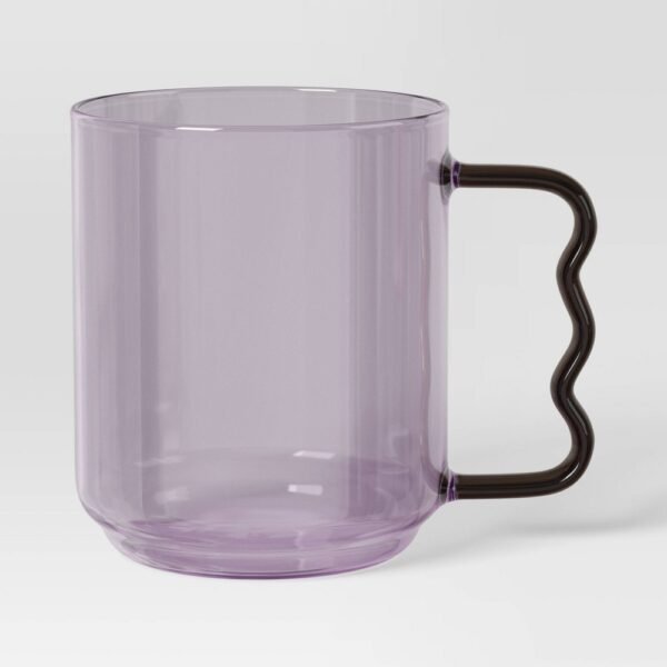15.22oz Glass Mug Pink with Berry Handle - Room Essentials?: Dishwasher-Safe Drinkware for Hot or Cold Beverages "