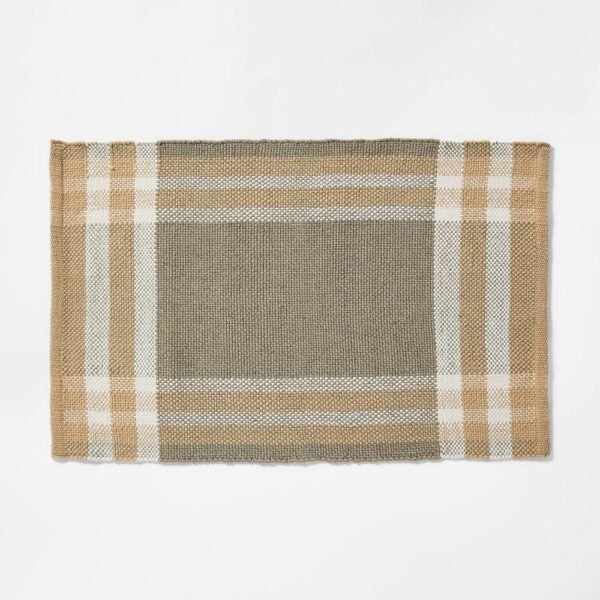 2'1"x3'2" Plaid Indoor/Outdoor Scatter Accent Rug Green - Threshold Designed with Studio McGee