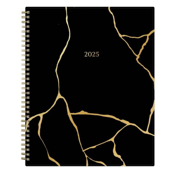Marie Kondo for Blue Sky 2025 Weekly/Monthly Planner 11.14"x9.25" Wirebound Kintsugi Charcoal: Adult Stationery, Tabs