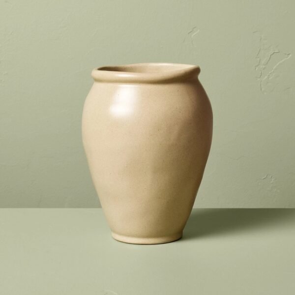 7.5" Smooth Ceramic Urn Vase Cream - Hearth & Hand? with Magnolia: Farmhouse Bud Vase, Watertight, Recycled Content "