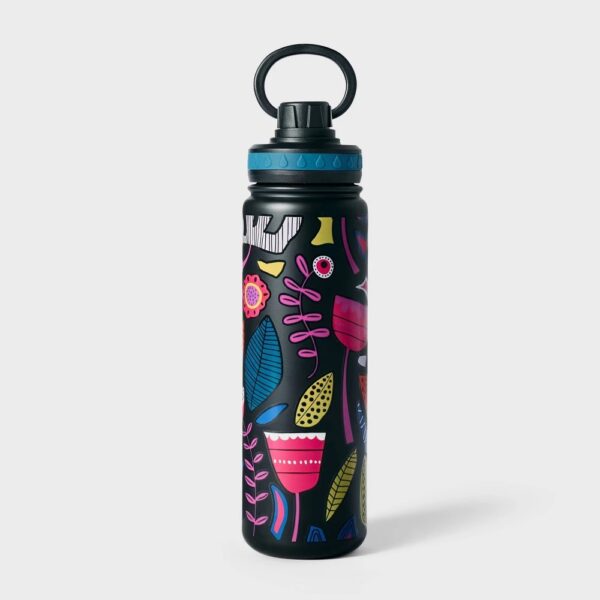 Floral Stainless Steel Double Wall Water Bottle Black - Tabitha Brown for Target: Kitchen Collection, 23.66 Oz Capacity