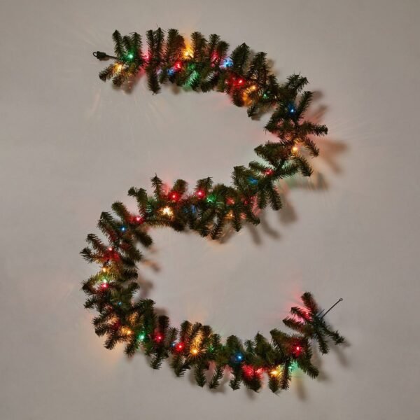 9' Pre-Lit Artificial Pine Christmas Garland Green with Multicolor Lights - Wondershop? "