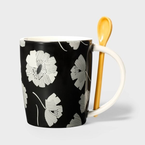 15oz Floral Stoneware Coffee Mug with Stir Spoon Set - Tabitha Brown for Target "