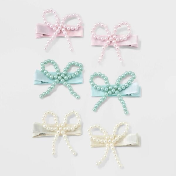 Girls' 6pk Clip Pearl Bow Set - Cat & Jack?
