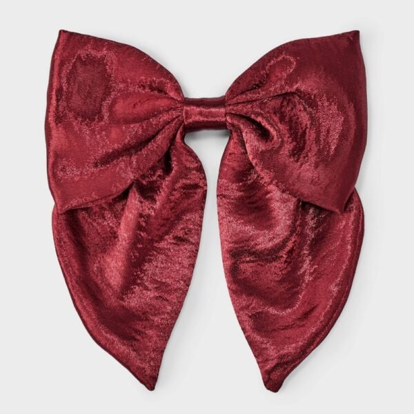 Shiny Satin Bow Hair Barrette - a New Day? Burgundy