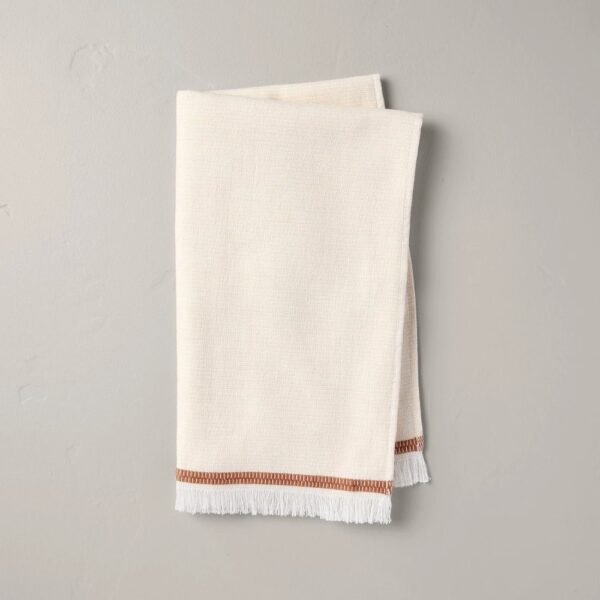 Twin Stripe Cotton Hand Towel Beige/Rust - Hearth & Hand? with Magnolia: Lightweight, Farmhouse, OEKO-TEX Certified "